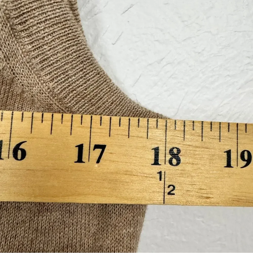 J Crew Tan Cotton Sweater Vest Womens L Preppy Dark Academia Classic Old Money